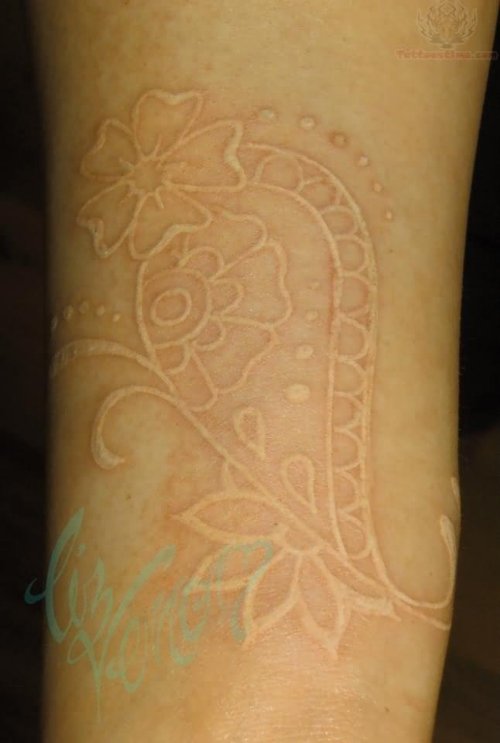 White ink Paisley Pattern Tattoo
